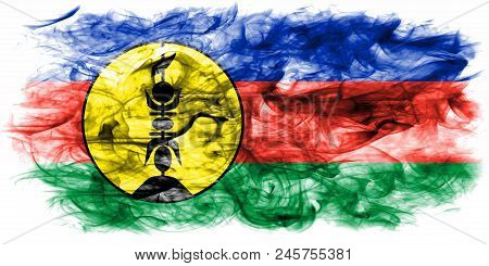 Flnks Smoke Flag, New Caledonia, On A White Background