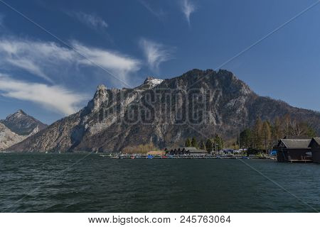 Ebensee Sea And Town In Big Austrian Alps