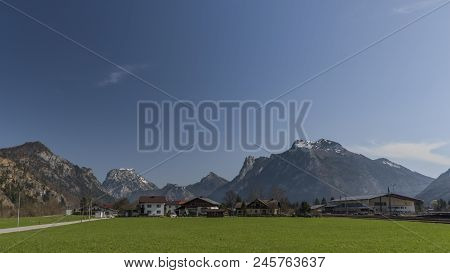 Village Near Ebensee Sea And Town In Big Austrian Alps