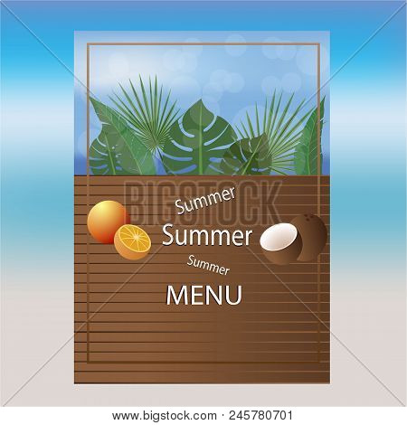 Cool Wooden Menu Template For Bar Or Restaurant , Web And Print Product . Beach Vacation Tropic Moti