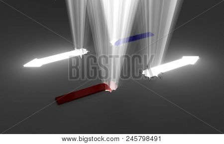 Arrows And Light, Conceptual Image. 3d Image Renderer
