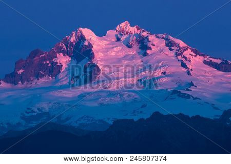 Extinct stratovolcano of Tronador during sunset, Chile
