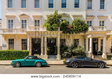 London. May 2018. A View Of The Affluent And Expensive Homes In Belgravia In London