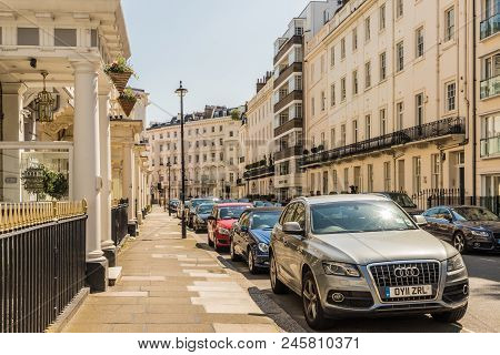London. May 2018. A View Of The Affluent And Expensive Homes In Belgravia In London