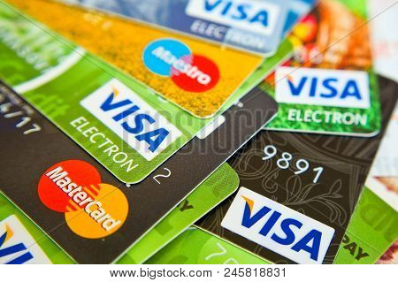 Heap Of Credit Cards, Visas And Mastercard, With Us Dollar Accounts, Ukraine.