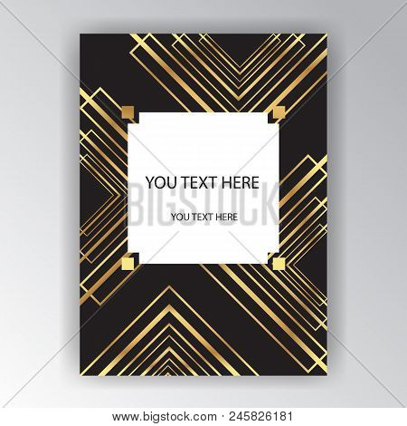 Art Deco Creative Elegant Background Golden Black Gatsby Style , Party Invitation.