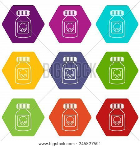 Deadly Liquid Icons 9 Set Coloful Isolated On White For Web