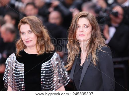 Chiara Mastroianni and Emmanuelle Devos attend the screening of 'Blackkklansman' during the 71st annual Cannes Film Festival at Palais des Festivals on May 14, 2018 in Cannes, France. 