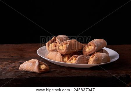 Cookies With Cottage Cheese - Sochnik On Wooden Desk. Classic Colors.