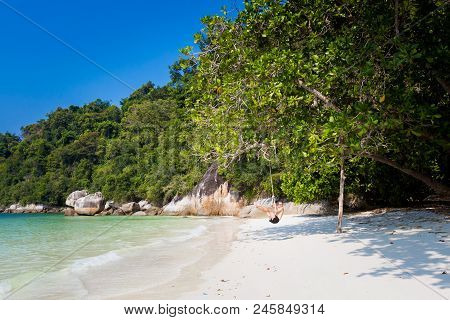 Tourist On Secret Beach Pangkor