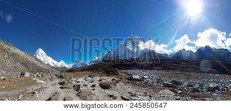 Mount Pumori And Lhotse, Seen From Lobuche, Everest Base Camp Trek, Nepal