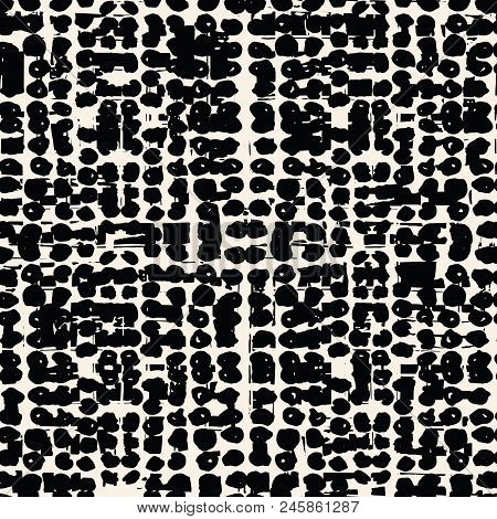 White Black Dot Pattern. Vector Shibori Spotty Seamless Print. Organic Hipster Batik Background. Tie