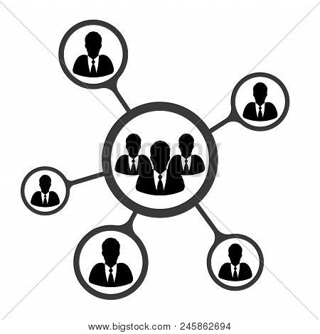 Sociology Concept With Businessman Communication, Vector Illustration In Flat Style