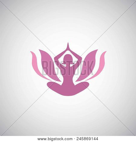 Lotus Yoga Asana Vector Logo Template Illustration Icon Sign