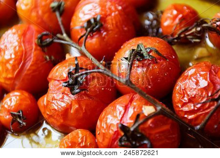 Roasted cherry tomotoes food photography recipe idea