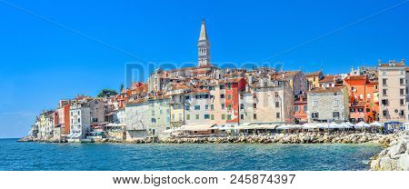 Rovinj, Croatia - May 22, 2018: Coastal town of Rovinj, Istria, Croatia. Rovinj - beautiful antique 