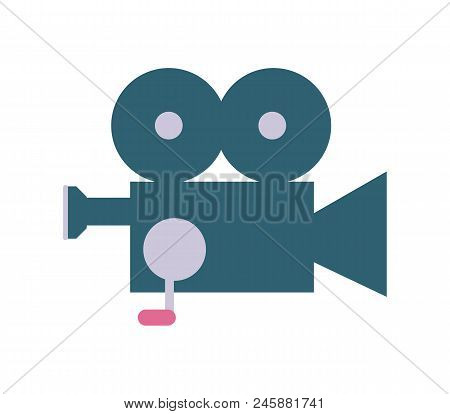 Professional Video Camera Icon. Cinema Produce Illustration Isolated On White Background.