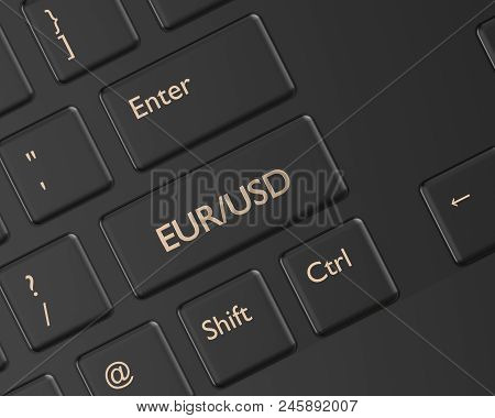 3d Render Of Computer Keyboard With Euro And Dollar Button. Forex Currency Pairs Concept.