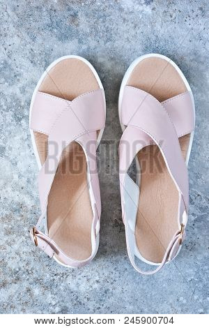 New, Leather Fashionable Sandals On A Wedge. Fashion & Style.