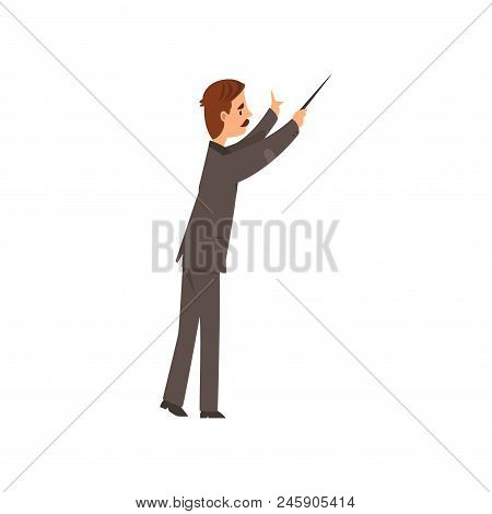 Music Orchestra Conductor Vector Illustration Isolated On A White Background.
