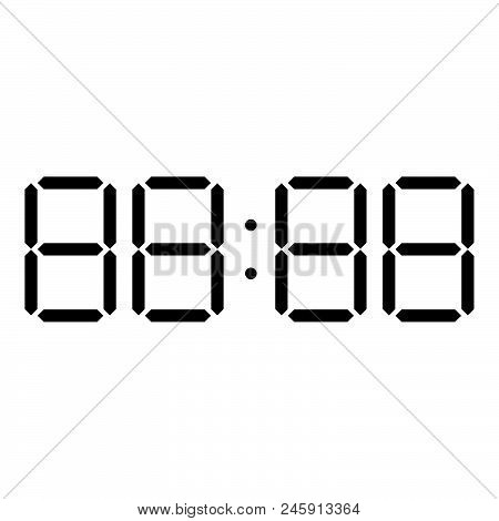 Digital Clock Face Icon Black Color Vector Illustration Flat Style Simple Image