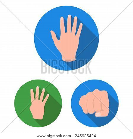 Hand Gesture Flat Icons In Set Collection For Design. Palm And Finger Vector Symbol Stock  Illustrat
