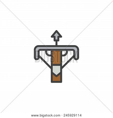 Battle Crossbow With Arrow Filled Outline Icon, Line Vector Sign, Linear Colorful Pictogram Isolated