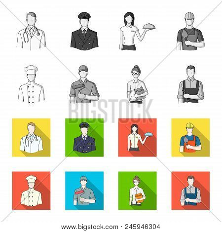 Cook, Painter, Teacher, Locksmith Mechanic.profession Set Collection Icons In Monochrome, Flat Style