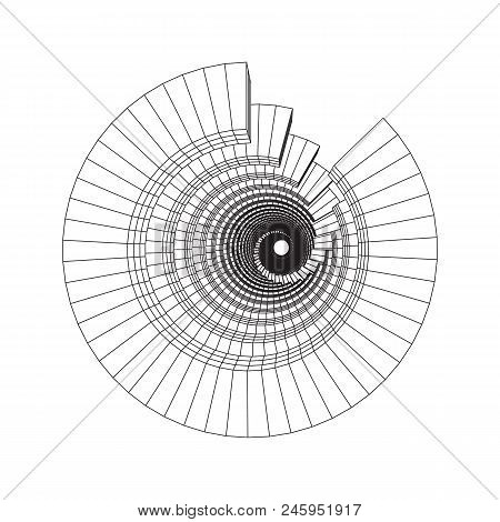 Futuristic Tunnel Of Wireframe Low Poly Mesh Construction. Futuristic Background, Business Concept. 