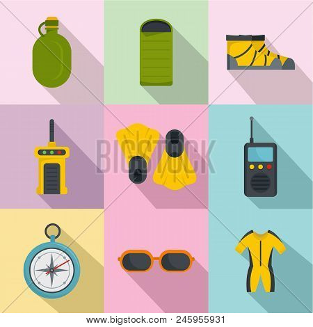 Diving Icons Set. Flat Set Of 9 Diving Vector Icons For Web Isolated On White Background