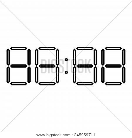 Digital Clock Face Icon Black Color Vector Illustration Flat Style Simple Image