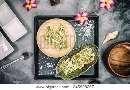 Rhum, Thai Royal Cuisine Made From Pork And Vegetable Wrapped By Egg Net