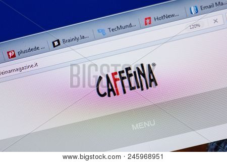 Ryazan, Russia - June 16, 2018: Homepage Of Caffeinamagazine Website On The Display Of Pc, Url - Caf