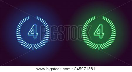 Neon Icon Of Blue And Green Fourth Place. Vector Illustration Of Fourth Position Consisting Of Neon 