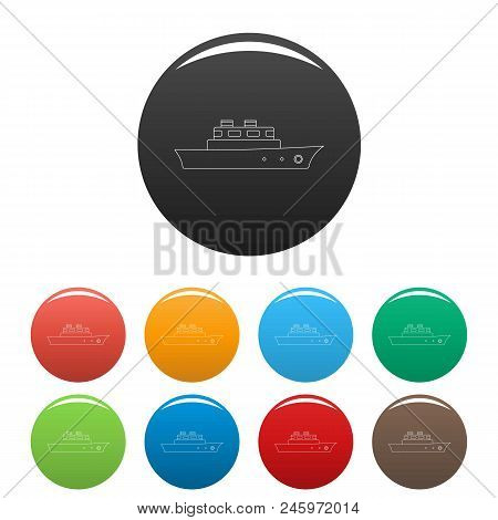 Longboat Icon. Outline Illustration Of Longboat Vector Icons Set Color Isolated On White