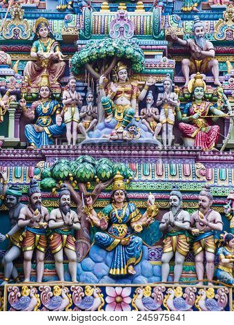 Singapore - Feb 24 : Statues In Sri Veeramakaliamman Temple In Little India, Singapore On February 2