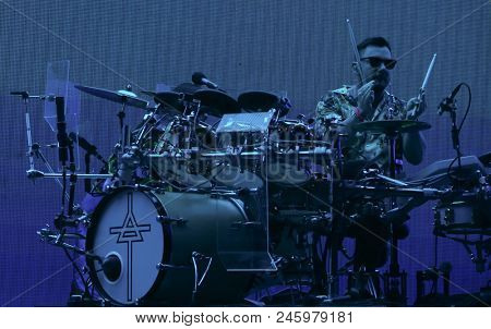 CAMDEN, NJ-JUNE 17: Shannon Leto of 30 Seconds to Mars performs on June 17, 2018 at BB&T Pavilion in Camden, New Jersey.