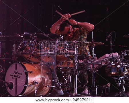 CAMDEN, NJ-JUNE 17: Shannon Leto of 30 Seconds to Mars performs on June 17, 2018 at BB&T Pavilion in Camden, New Jersey.