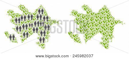 People Population And Ecology Azerbaijan Map. Vector Collage Of Azerbaijan Map Designed Of Random Pe