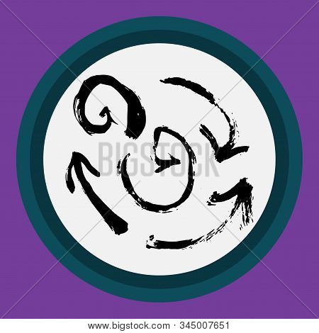 A Separate Isolated Black Arrow Drawn By Hand. Multi-directional Arrows On A White Circle. Direction