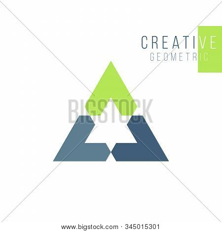 Geometrical Triangle Or Arrow In Three Parts Logo Design. Technology Business Identity Concept. Crea