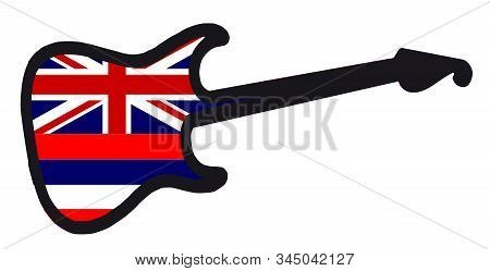 An Original Solid Body Electric Guitar Isolated Over White With The Hawaiian State Flag