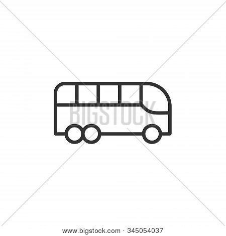 Bus Icon In Flat Style. Coach Vector Illustration On White Isolated Background. Autobus Vehicle Busi