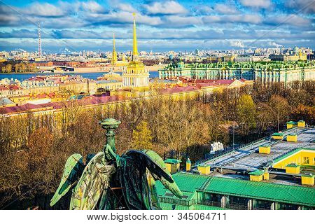 Panoramic View From The Roof Of St. Isaac's Cathedral. Saint Petersburg. Russia.