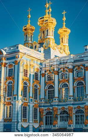 Ekaterininsky Palace, Tsarskoye Selo (pushkin) Suburb Of Saint Petersburg. Russia.