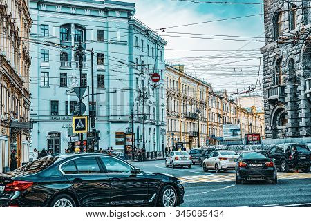 Nevsky Avenue. Urban And Historically Beautiful City Views Of Saint Petersburg. Russia.