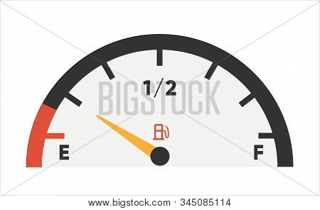 Fuel Gauge Icon. Gasoline Indicator. Fuel Indicator Isolated On White. Vector