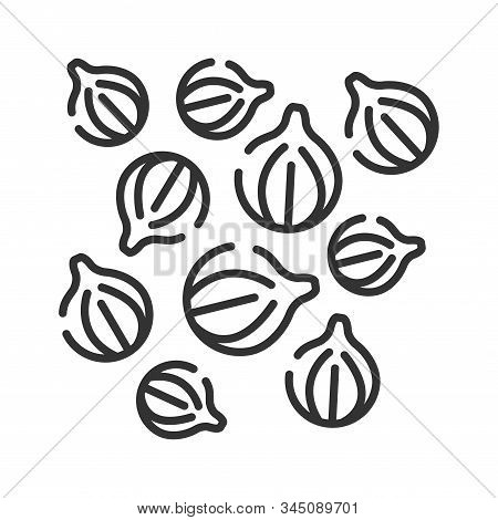 Coriander Black Line Icon. Herbs And Spices. Cooking Ingredient. Pictogram For Web Page.