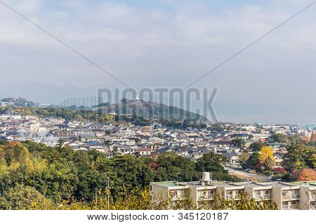 Idyllic Autumn View Of Beppu City On A Calm Sunny Day