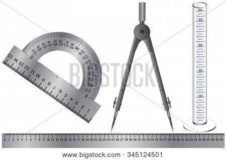 Physical Instruments For Measuring Quantities - Ruler, Protractor, Compass, Graduated Cylinder